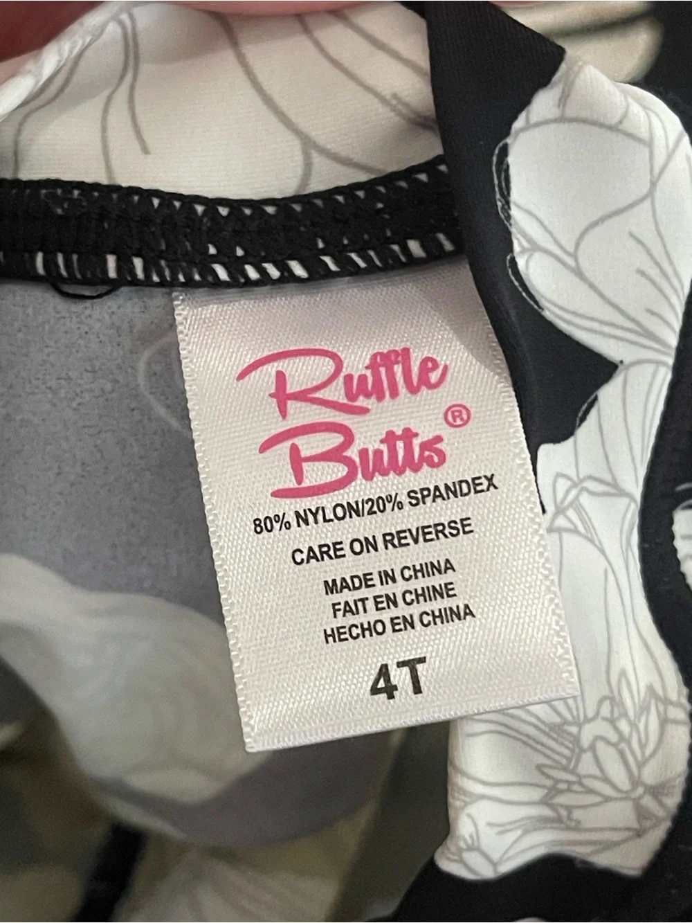Ruffle Butts Black & Cream Floral Ruffle Rashguard Swim Set